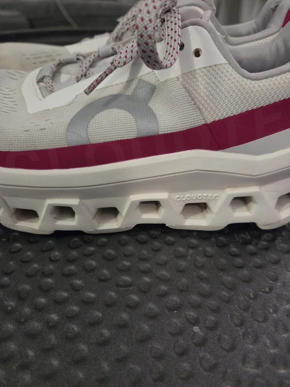 On Running Women's Light Gray Sneakers with Pink Accents